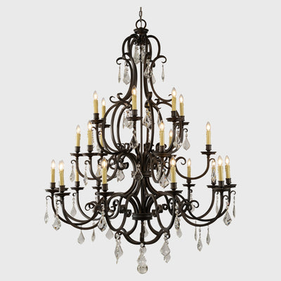 Louis 15th 24 Light Crystal Pendant Light Bronze