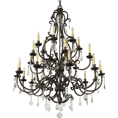 Louis 15th 24 Light Crystal Pendant Light Bronze