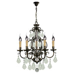 Louis 15th 5 Light Crystal Pendant Light Bronze