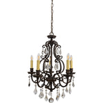 Louis 15th 5 Light Crystal Pendant Light Bronze