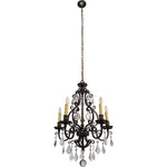 Louis 15th 5 Light Crystal Pendant Light Bronze