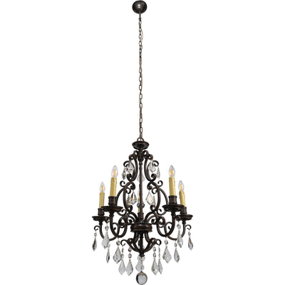 Louis 15th 5 Light Crystal Pendant Light Bronze