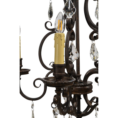Louis 15th 5 Light Crystal Pendant Light Bronze