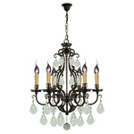 Louis 15th 6 Light Crystal Pendant Light Bronze