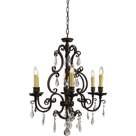 Louis 15th 6 Light Crystal Pendant Light Bronze