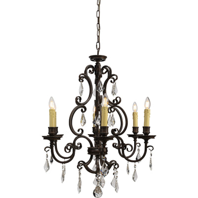 Louis 15th 6 Light Crystal Pendant Light Bronze