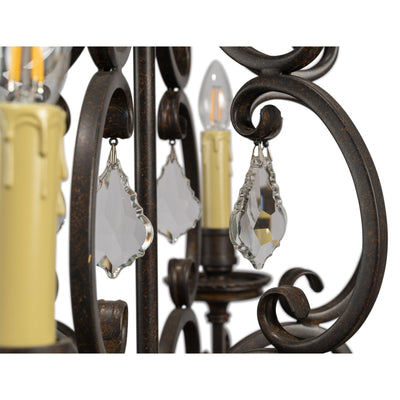 Louis 15th 6 Light Crystal Pendant Light Bronze