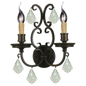 Louis 15th 2 Light Crystal Wall Light