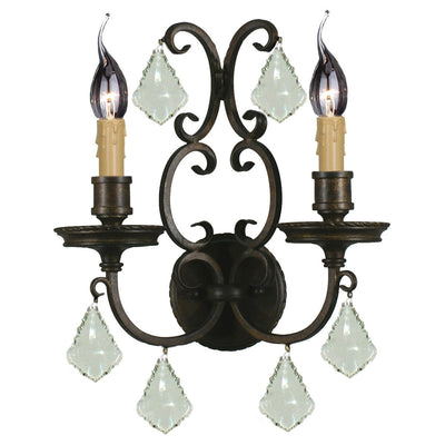 Louis 15th 2 Light Crystal Wall Light
