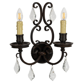 Louis 15th 2 Light Crystal Wall Light
