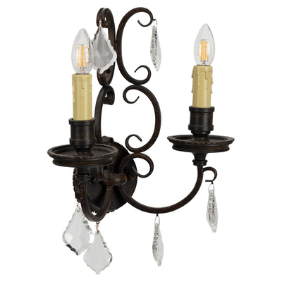 Louis 15th 2 Light Crystal Wall Light