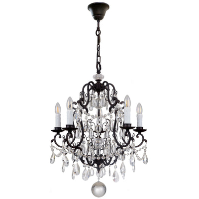 Salzburg 5 Light Crystal Pendant Light Bronze