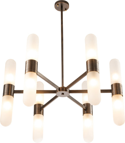 Hepburn 12 Light 6 Arm Pendant Antique Brass