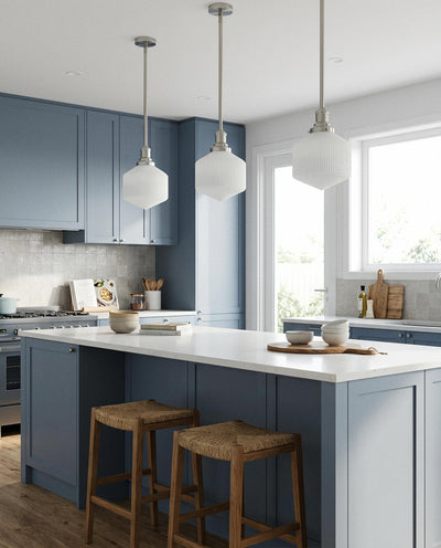 Jefferson Small Rod Pendant Opal Matte Brushed by Lode Lighting