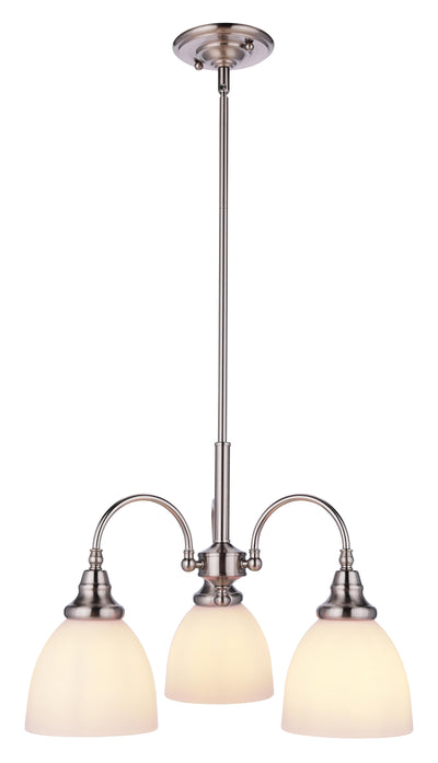 Benson 3 Light Pendant Arms Down Brushed Nickel by Lode Lighting