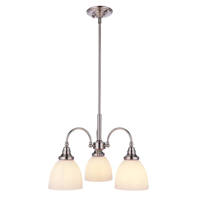 Benson 3 Light Pendant Arms Down Brushed Nickel by Lode Lighting