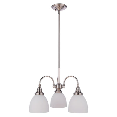 Benson 3 Light Pendant Arms Down Brushed Nickel by Lode Lighting