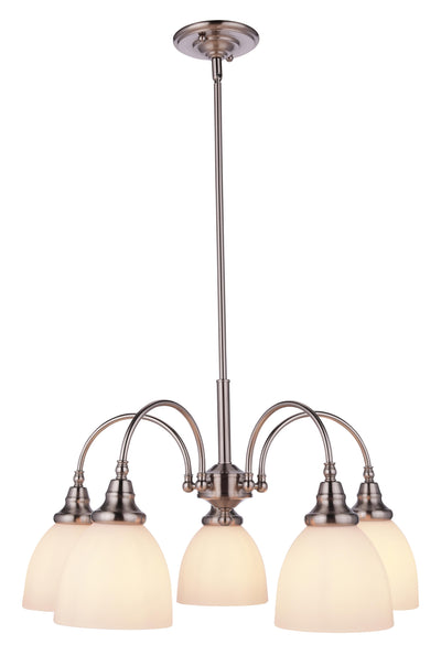 Benson 5 Light Pendant Arms Down Brushed Nickel by Lode Lighting