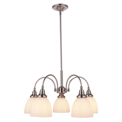 Benson 5 Light Pendant Arms Down Brushed Nickel by Lode Lighting
