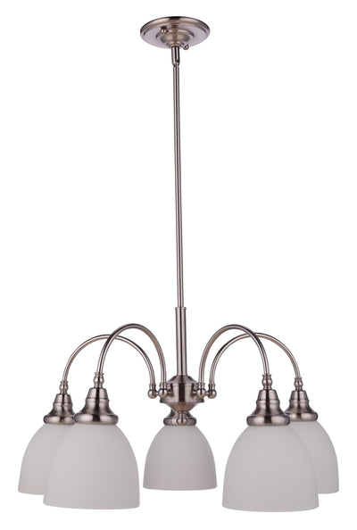 Benson 5 Light Pendant Arms Down Brushed Nickel by Lode Lighting