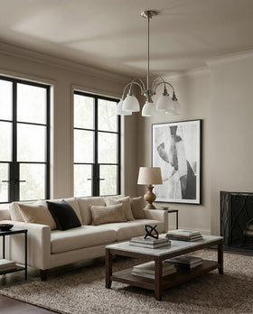 Benson 5 Light Pendant Arms Down Brushed Nickel by Lode Lighting