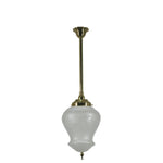 Single Rod Pendant Brass With Cambridge Frost Etched Glass
