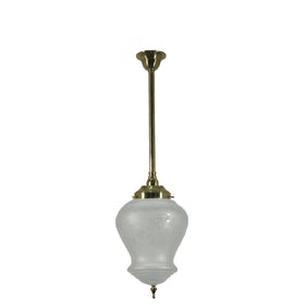 Single Rod Pendant Brass With Cambridge Frost Etched Glass