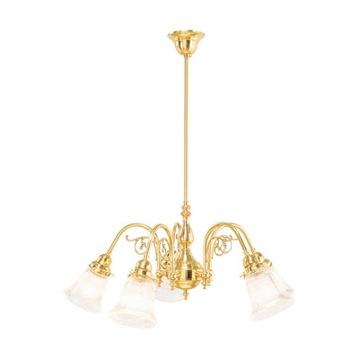 Victoriana 5 Light Pendant with Zipper 23 Clear Shades by Lode Lighting