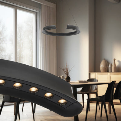 Lucid LED Pendant Light Round in Black or Wood