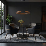 Lucid LED Pendant Light Round in Black or Wood — lifestyle