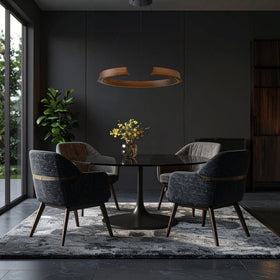 Lucid LED Pendant Light Round in Black or Wood — lifestyle