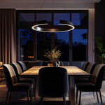 Lucid LED Pendant Light Round in Black or Wood — lifestyle