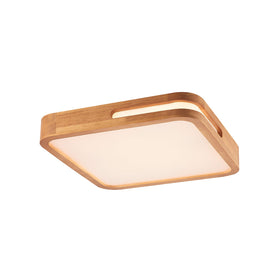 Lyric 30Cm 12W 3Cct Square LED Oyster Step Dimmable Ceiling Light — Teak