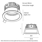 90mm LED Downlight 9w Black, White