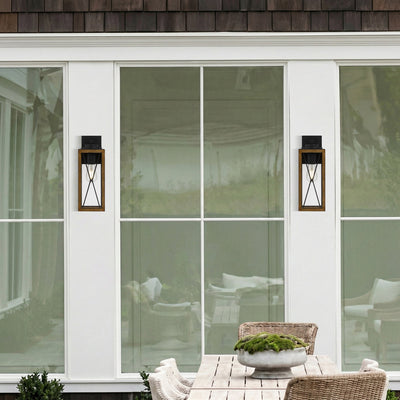 Mallory Outdoor Wall Light Small, Large in Black Sand / Wood — lifestyle