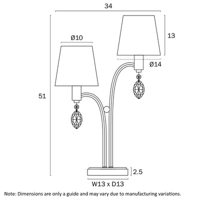 Malvern 2 Light Table Lamp