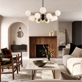 Marsten 12 Light Pendant Antique Gold & Black — lifestyle