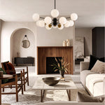 Marsten 12 Light Pendant Antique Gold & Black — lifestyle