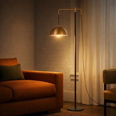 Marthos 1 Light Floor Lamp Black/Antique Gold — lifestyle