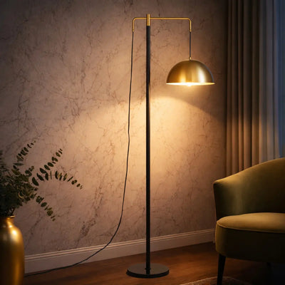 Marthos 1 Light Floor Lamp Black/Antique Gold — lifestyle