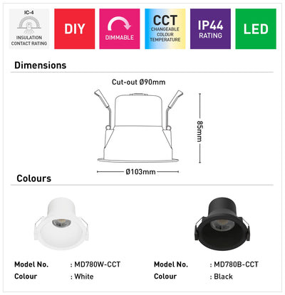 Cruz 8W LED CCT Anti-Glare Deep Recessed Downlight