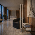 Modric LED Floor Lamp in Black/Gold or Grey — lifestyle