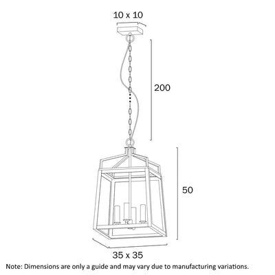 Monteal 4Lt Pendant Light in Antique Gold & Black