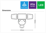 Onyx Triple Head LED Security Flood Light with PIR Sensor