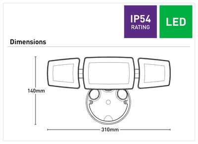 Onyx Triple Head Security Flood Light
