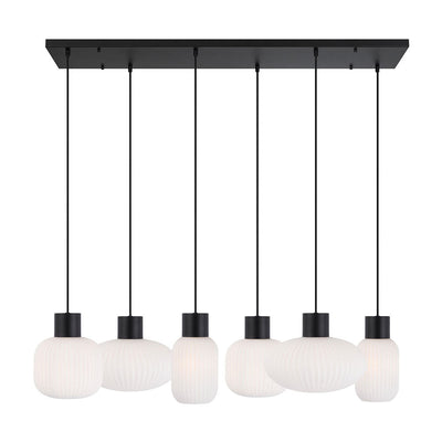 Nori Pendant Light 6 Lt in Black /Opal Matt