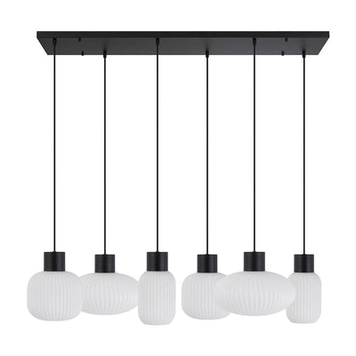 Nori Pendant Light 6 Lt in Black /Opal Matt