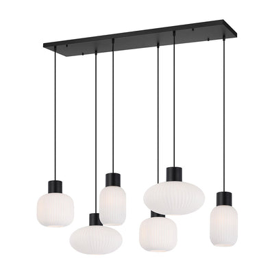 Nori Pendant Light 6 Lt in Black /Opal Matt