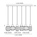 Nori Pendant Light 6 Lt in Black /Opal Matt