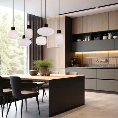 Nori Pendant Light 6 Lt in Black /Opal Matt — lifestyle